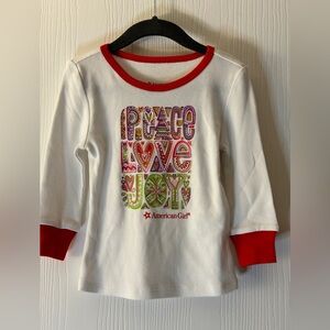 American Girl Holiday Long Sleeve Top, Holiday Shirt NWT Size 3